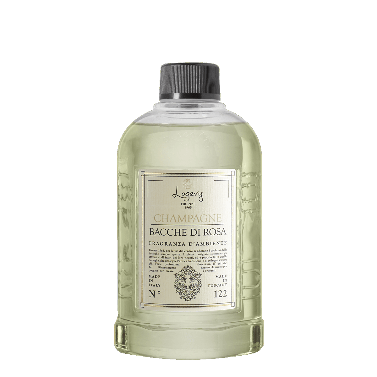 LOGEVY Room Diffuser Refill Bottle CHAMPAGNE E BACCHE DI ROSA - Champagne and Rose Berries (500ml)