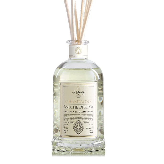 LOGEVY Room Diffuser CHAMPAGNE E BACCHE DI ROSA - Champagne and Rose Berries LARGE (500ml)